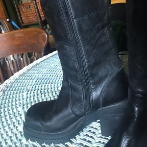 Tall leather platform boots